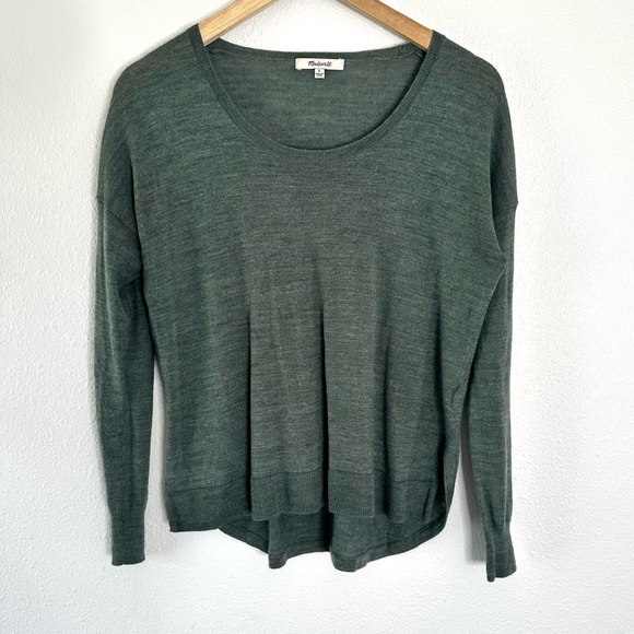 Madewell Merino wool green scoop-neck sweater, size S - Picture 1 of 6